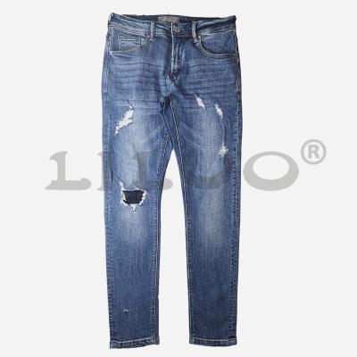 China LILUO 2022 Hot Sale Classic Five Pockets QUICK DRY Popular Style Destroy The Hole Men's Slim Fit Cut Out Jeans for sale