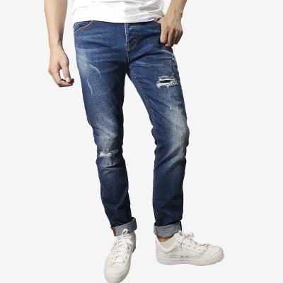 China LILUO 2022 Button Fly Monkey Blue Wash Customized Skinny Fit QUICK DRY Destroy Denim Men Ripped Jeans for sale