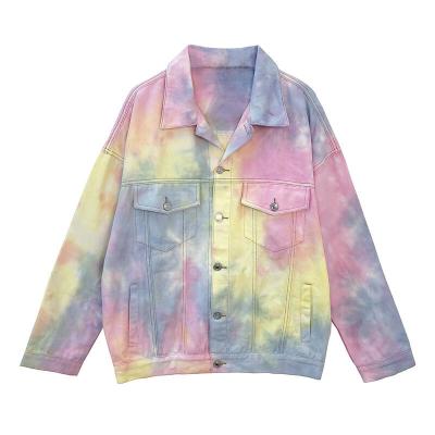 China Reversible Custom High Quality Fashion Color Gradient Color Women Denim Coats Streetwear Ladies Casual Jackets for sale