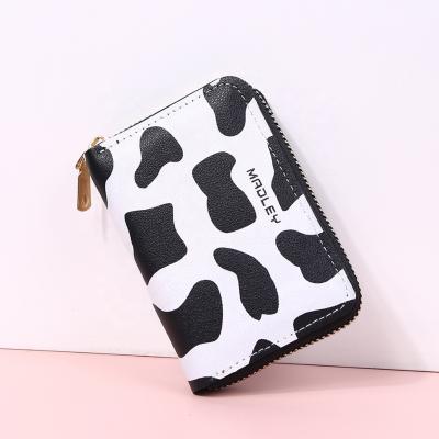 China New Fashion Women's Multi-Card Holder Wallets Cartoon Cow Pattern Short PU Leather Waterproof Small Card Wallets Carteira Coin Purses for sale