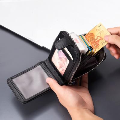 China Retro Waterproof Magnetic Card Holder PU Ladies Money Wallet With Key Chain Key Ring for sale