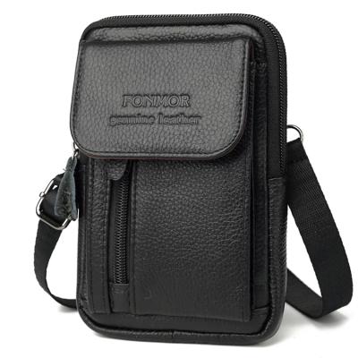 China Easy Carry Crossbody Bags Genuine Leather Men Messenger Bags Mobile Phone Shoulder Cross - Body Bag Waist Bag For Men for sale