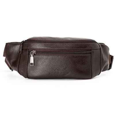 China Men's Anti-theft Most Popular Bum Pack Genuine Leather Fashion Fanny Pack Black Belt Bag Men's Waist Bag for sale