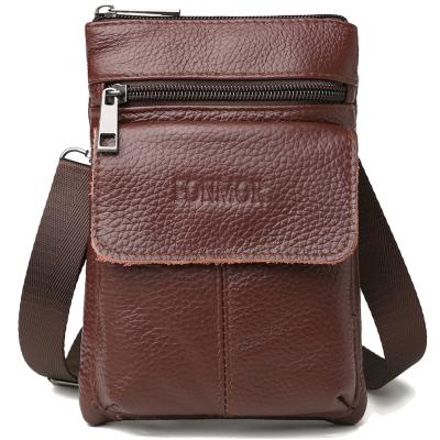 China Newest Fashinable Small Square Shoulder Messenger Bag Men Casual Genuine Leather Waterproof Cross - Body Waist Bag For Men for sale