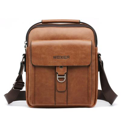 China Fashion City Brown Business Casual Men PU Waterproof Single Shoulder Body Bag Sling Cross Bag for sale