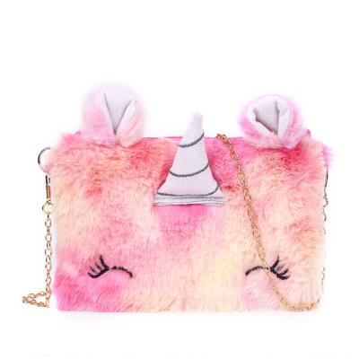 China New Waterproof Children Unicorn Animals Messenger Bag Girls Plush Shoulder Bag Girls Invent Phone Purse Cute Princess for sale