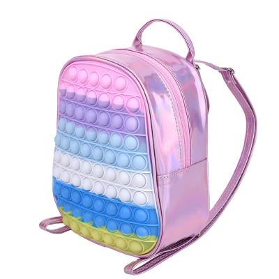 China Fashion Waterproof Kids Jumping Bag Adjustable Toy Push Poppers Bubble Silicone Strappy Busy Person Backpack for sale