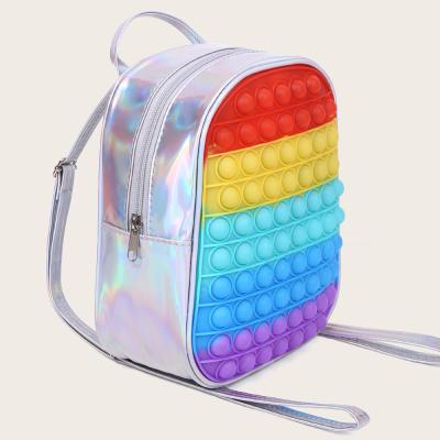 China Fashion Waterproof Children Jumping Bag Backpack Toy Push Bubble Silicone Busty Person Shoulder Bag PVC Bag for sale