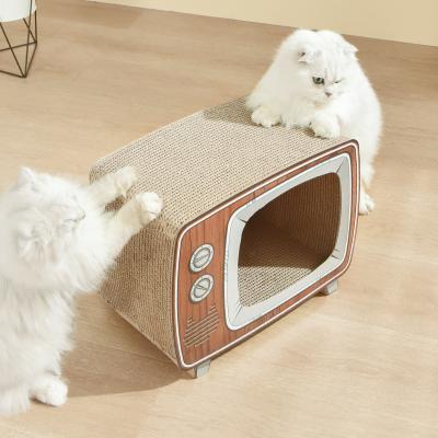 China Sustainable New PAKEWAY Television Shaped Indoor Pet House Cat House With Scratcher for sale