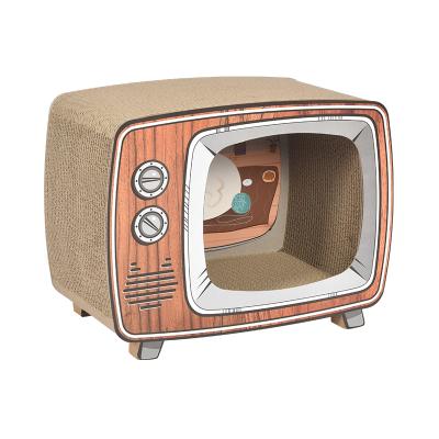 China PAKEWAY Sustainable Television Shaped Waterproof Indoor Outdoor Pet House Cat House With Cat Scratcher for sale