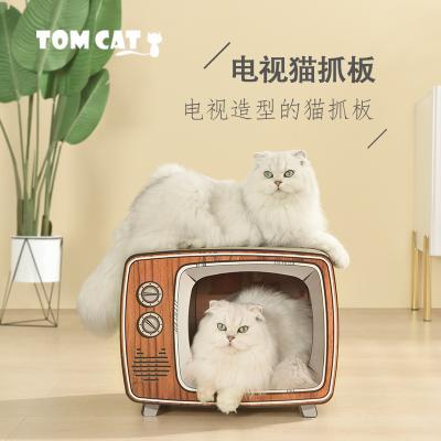 China Sustainable PAKEWAY Television Shaped Indoor Pet House Cat House With Cat Scratcher for sale