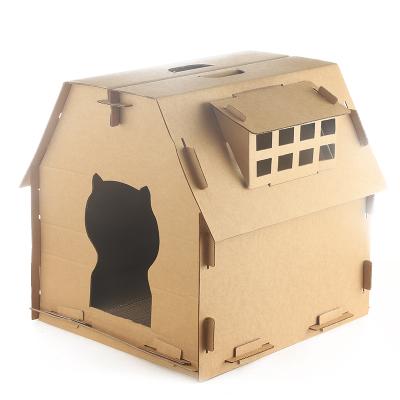 China Pakeway Viable Cat House and Scratcher, 3-Sided Cat Scratching Post Upright, Catnip Included for sale