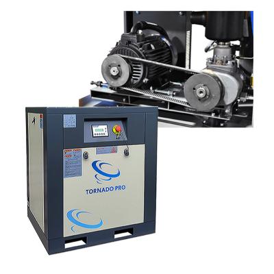 China Tornado Air Compressor Lubricated Stable Belt Driven Air Compressor Machine 7.5kw 10hp Screw Air Compressor for sale