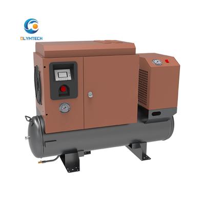 China 4.5kw 6hp lubricated portable rotary screw air compressor with tank stable slient air compressor for sale