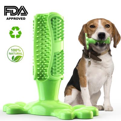 China Non-Toxic Eco-Friendly Sustainable Pet Toothbrush Natural Rubber Teeth Cleaning Interactive Dog Chewing Toy for sale