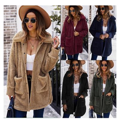 China Anti-wrinkle fleece jacket zipper turn-down collar women's long sleeve plush tops women solid color female for sale