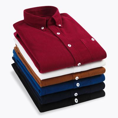 China Autumn Men's Long Sleeve Shirts Solid Colors Casual Corduroy Shirts Men Anti-pilling Full Sleeve for sale