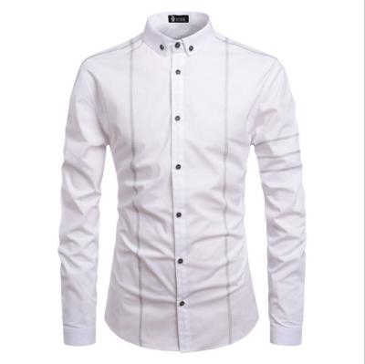 China 2021 Breathable Fashion Men's Topstitch Decoration Casual Lapel Stitching Long Sleeve Shirt for sale