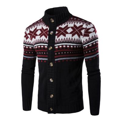 China Custom Made Turtle Neck Jacquard Sleeve Anti-Wrinkle Long Cardigan Sweater Cardigan Sweater Coat For Men for sale