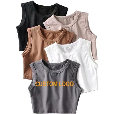 China Custom women's sleeveless tank top anti-pilling tank tops cropped sexy women's fitness vest sport yoga casual slim stretchy wear for sale