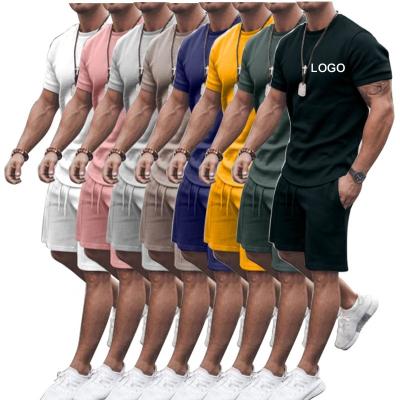 China High Quality Men Thermal 2 Piece Shorts Sets Jogging Suit Men Shirt And Short Cotton Sweatsuit Sports Set Plain Printed Short Set For Men for sale