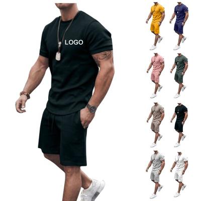 China Pre Sale Updraft For One Month Custom Logo Sportswear Shirt And Shorts Set For Men Cotton Summer Jogging Men Short Set for sale