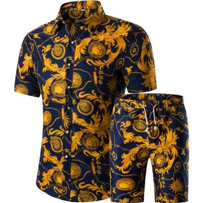 China Updraft 2021 summer men's shirt and short set plus size beach 2 piece sets printing plus size shorts sets for sale