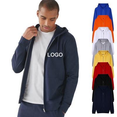 China Custom Anti-wrinkle Mens Winter Logo Printed Zipper With Fleece Casual Hoodie Jacket for sale