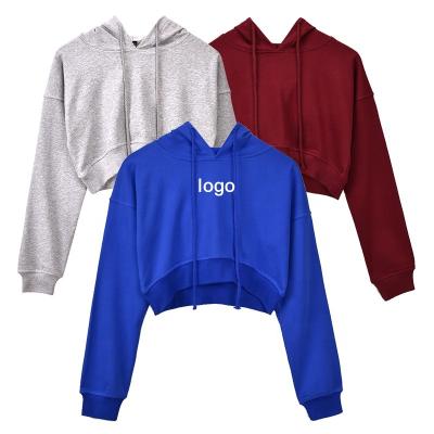 China Anti-Wrinkle Hot Selling Customized Your Women Branded Sports Yoga Crop Hoodies for sale