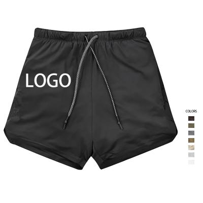 China Custom Logo Workout Shorts For Men Wholesale Anti-Wrinkle Breathable Polyester Shorts Mesh Fitness Mens Jogger Gym Shorts With Pocket for sale