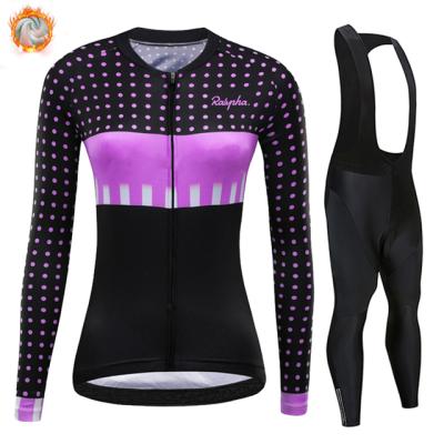 China 2021 Breathable Ralvpha Winter Fleece Ladies Clothing Free Shipping Cycling Wear MTB Cycling Bib Set Ropa Ciclismo Triathlon for sale