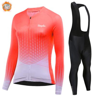 China New Ralvpha Breathable Fleece Winter Warm Suit Cycling Clothes Women's Sports Cycling Mountain Bike Clothing Bib Warmer Suit Ropa Ciclismo for sale