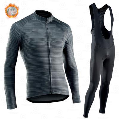 China Breathable Winter Bicycle Set Bike Cycling Sportswear Team Long Sleeve Thermal Fleece Racing Pro Jersey Suit For Men Ropa Ciclismo for sale