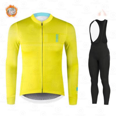 China 2021 New Winter Warm Breathable Fleece Thermal Cycling Clothes Men's Tank Top Suit Bike MTB Clothing Bib Pants Outdoor Riding Set for sale