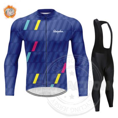 China Triathlon Breathable Winter Ralvpha Fleece Thermal Men Long Sleeve Cycling Clothing MTB Ropa Ciclismo Cycling Clothing Bib Pants Cycling Set for sale