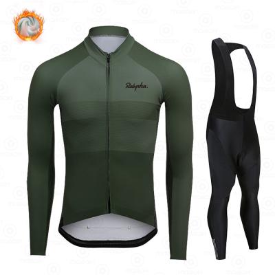 China Winter Cycling Jersey Breathable Thermal Fleece Long Sleeve Set Bib Pants Ropa Ciclismo Ralvpha Bicycle Clothing MTB Bike Men Clothes Suit for sale