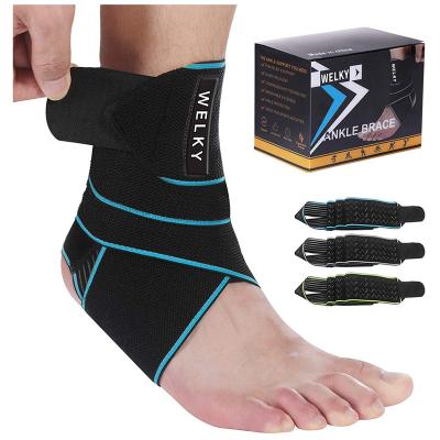 China High Quality Breathable Nylon Super Elastic Velcro Brace Adjustable Ankle Pain Relief Ankle Support for sale