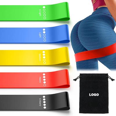 China Natural Latex Elastic Mini Loop Resistance Bands Band Set of 5 Yoga Exercise Booty Bands for sale