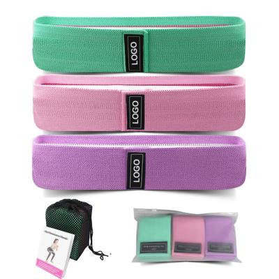 China Polyester Fabric Challenging Glute Workout Accessories Fabric Soft Resistance Band With Non-Slip Grips for sale