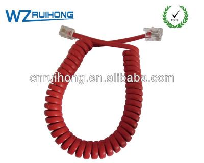 China CCS 1.5M Red Stretch RJ9 4P4C Fixed Telephone Stretch Cord Hand Rope for sale