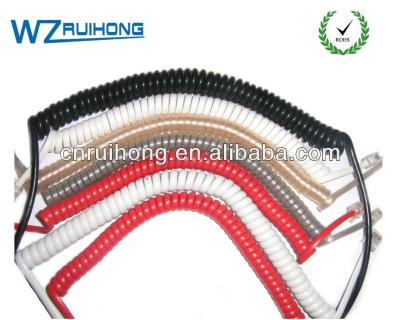 China rj12 6p6c cable copper telephone line spiral cord cable for sale