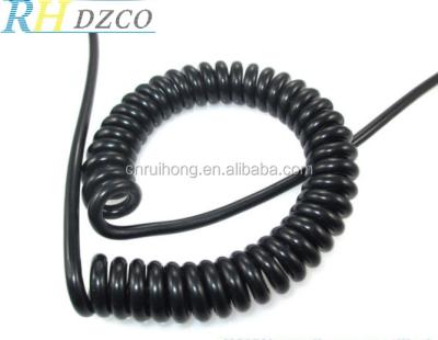 China 1:4 PU Industrial Curly Spiral Telecommunication Cord Cables Outer Sheath Elasticity Ratio for sale