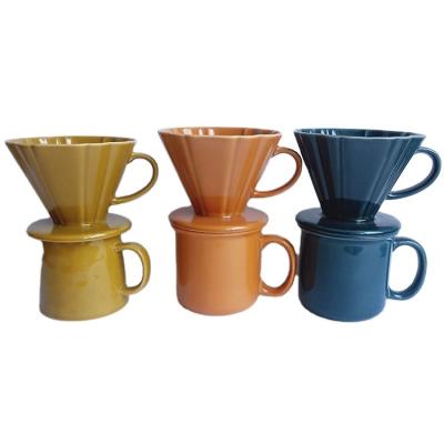 China Sustainable Cup S/2 Ceramic Coffee Mug With Coffee Filter Mug for sale