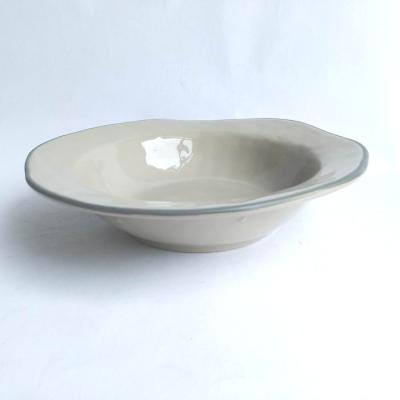 China High quality irregular soup china pasta serving bowl handmade viable stoneware ceramic soup bowl for sale