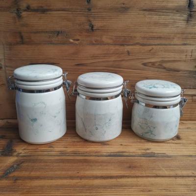 China Viable Sugar Jar Coffee Tea Storage Canister Stoneware Candy Canister Silicon Seal Ceramic Jar for sale