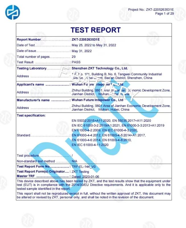 CE TEST REPORT - Wuhan Future Intepower Co., Ltd.