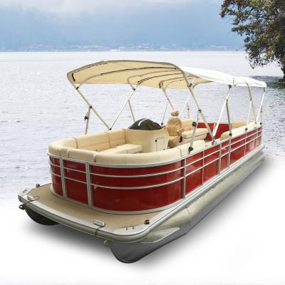 China Red Color Kindle Boats 22ft Pontoon Boats 22ft Red Color Interesting Single Deck Party Water Boat Aluminum Pontoon Boat Fishing Yacht For Sale for sale