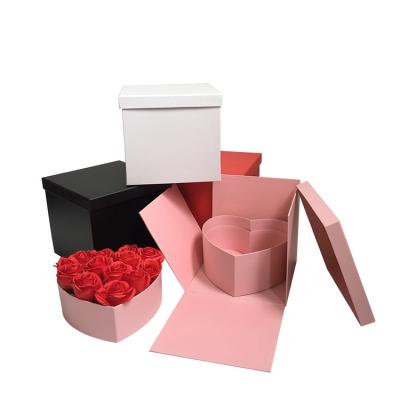 China Recyclable Square Double Heart Shape Double Open Surprise Gift Box Flower Box for sale