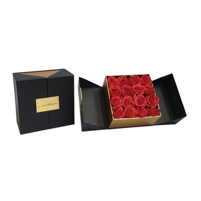 China Recyclable Square Two Piece Set Mosaic Gift Box Flower Stain Flip Top Box for sale