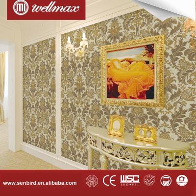 China Hot sale Wellmax breathing wallpaper little factory damask design wallcoverings for sale